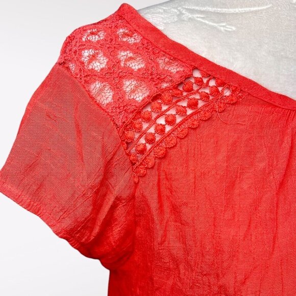 Philosophy Short Sleeve Blouse Open Knit Shoulders XS - Picture 7 of 10